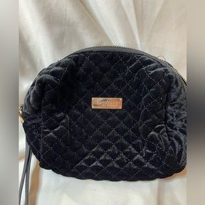 Bebe Black Quilted Velvet Bag Wristlet EUC